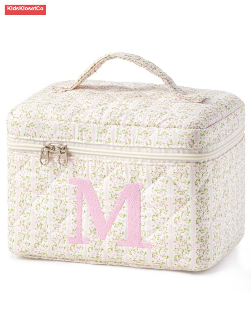 Quilted Cotton Personalized Initial Makeup Bag